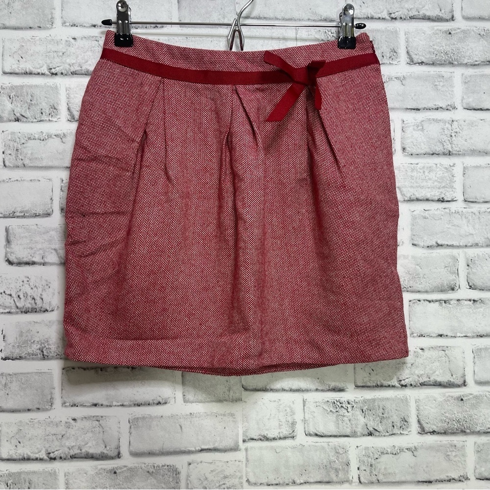 Cato Girls Wool Blend Pleated Front & Back Pockets Bow Detail Skirt 12